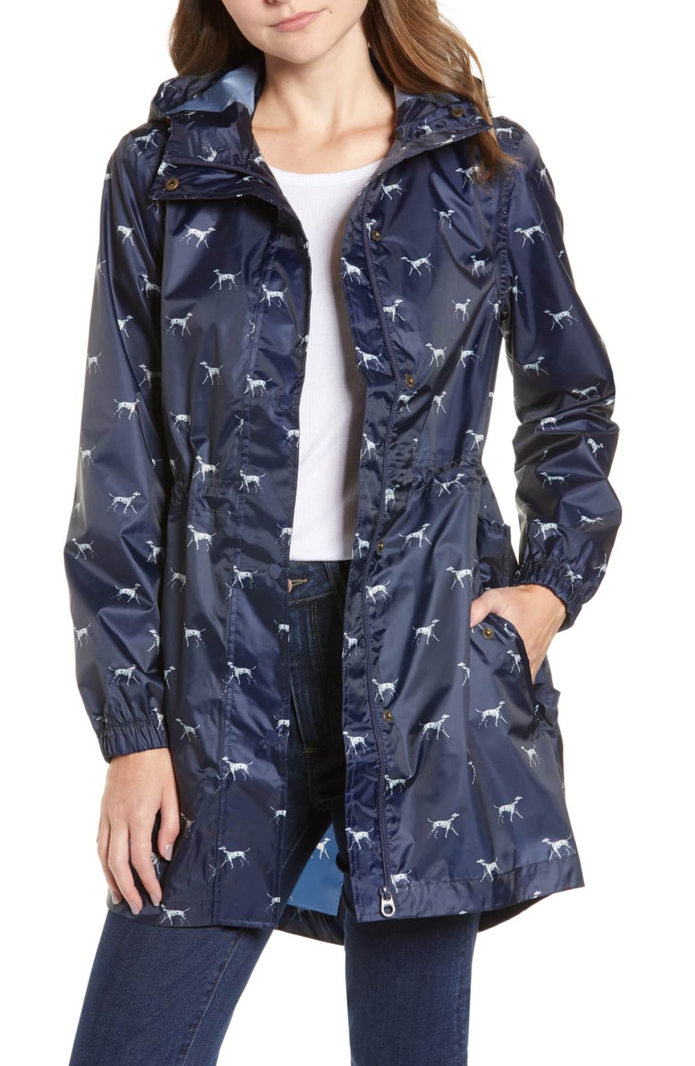 french navy dalmation joule hooded raincoat