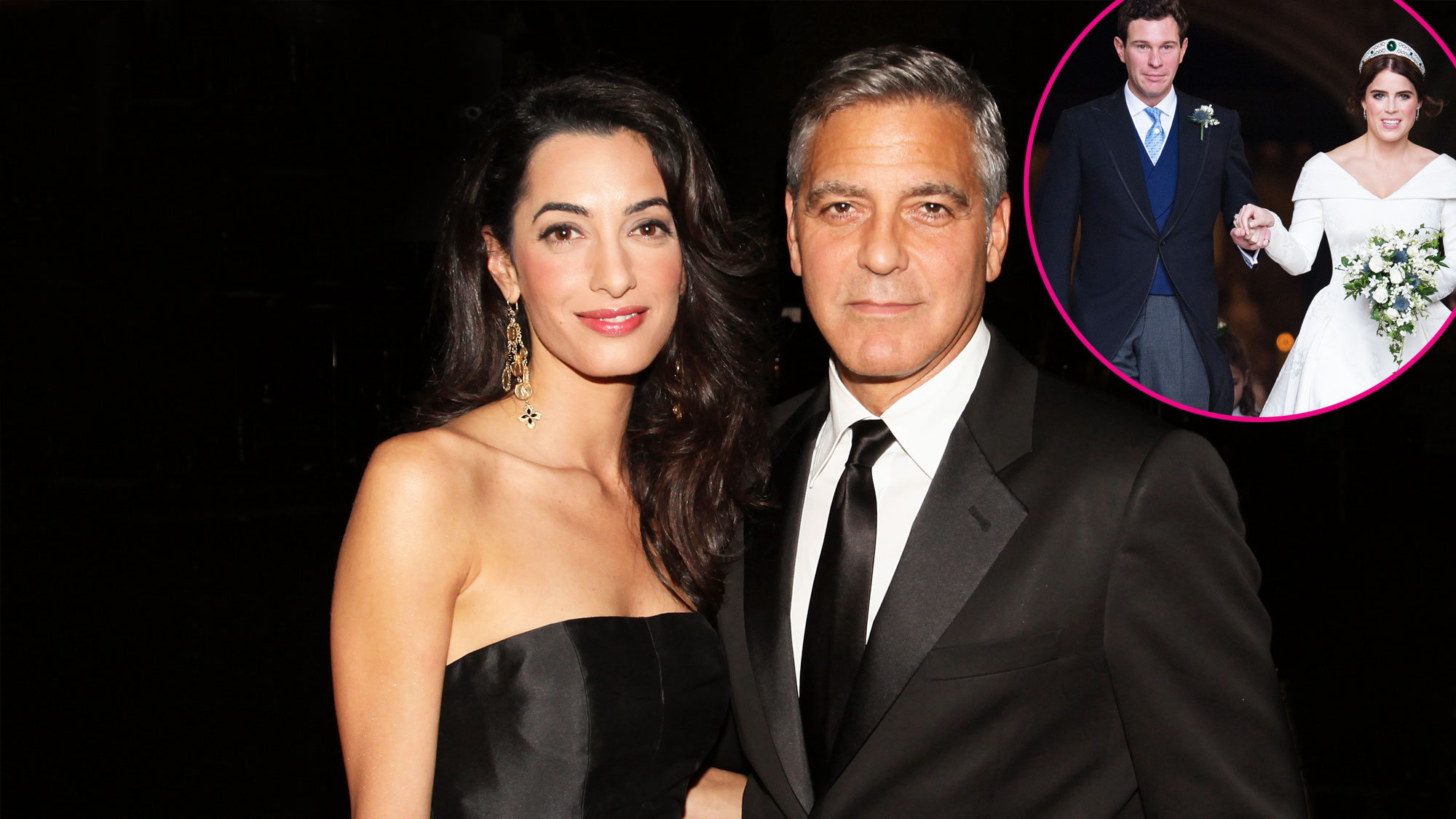 Amal and George Clooney with Jack Brooksbank and Princess Eugenie