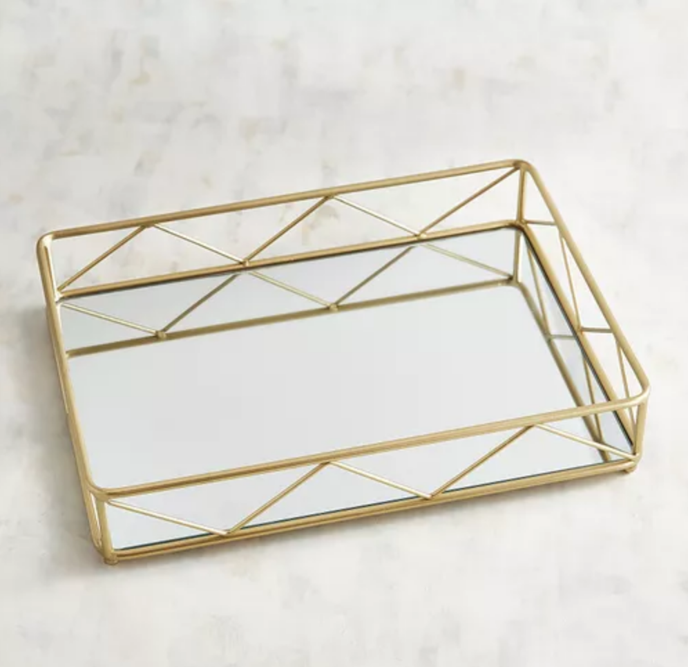 golden mirror tray