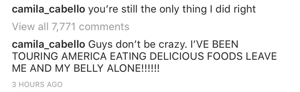 Camila Cabello's Instagram comments