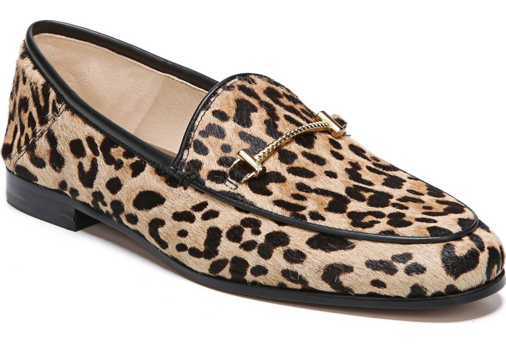 leopard print calf hair flat loafer