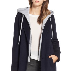 rachel roy trench coat hoodie inset