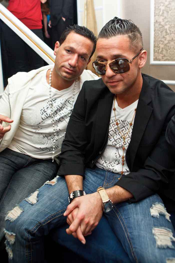 Television personality Mike "the Situation" Sorrentino (R) and brother Marc Sorrentino (L)