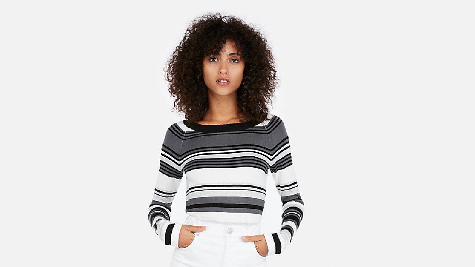 striped sweater black grey white