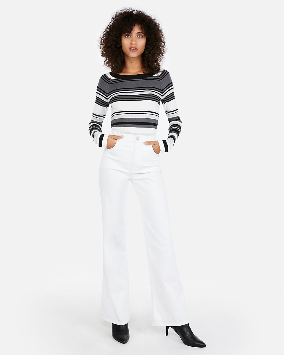 striped sweater black grey white