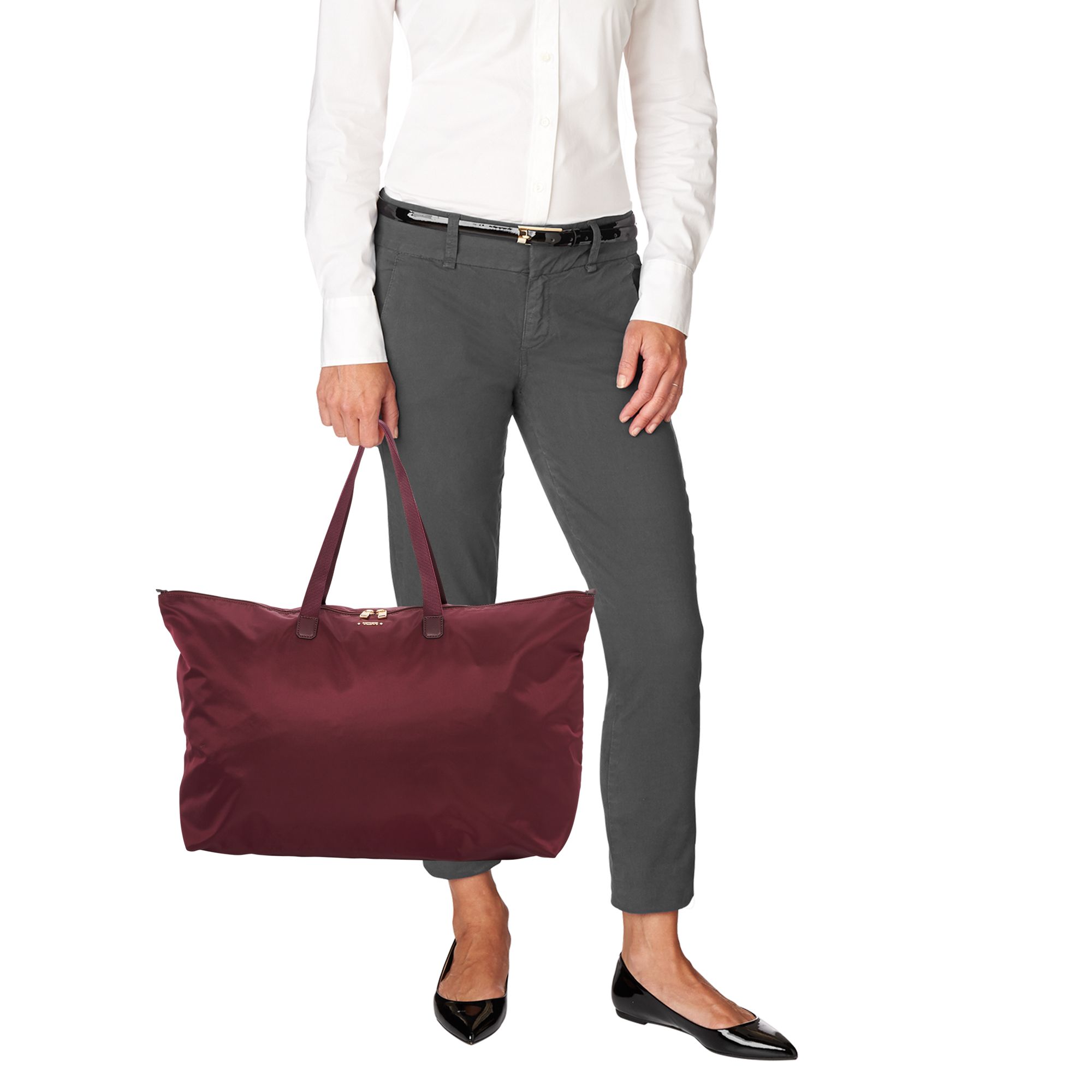tumi travel tote reversible packable maroon