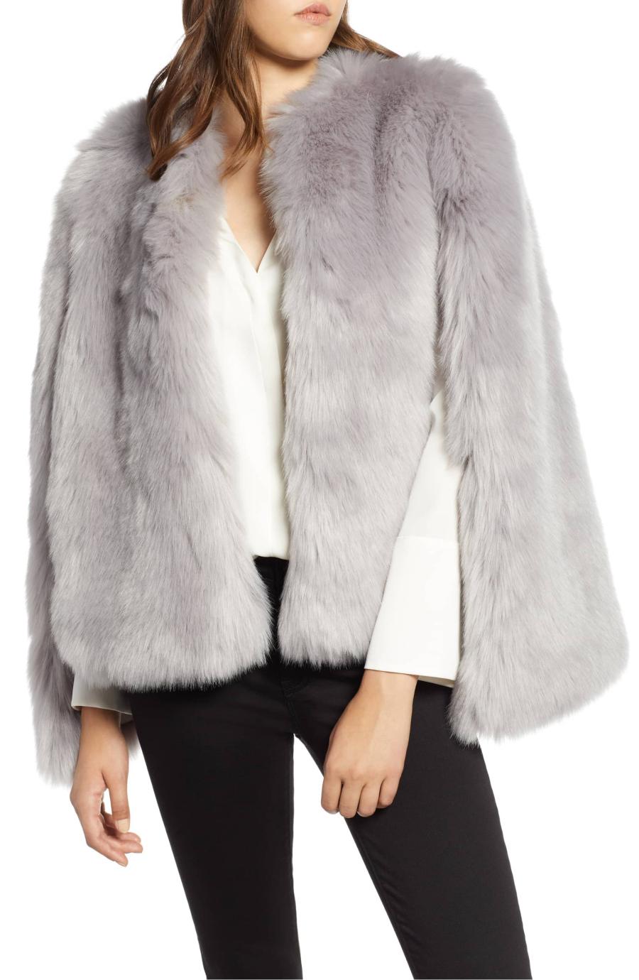 Halogen faux fur cape