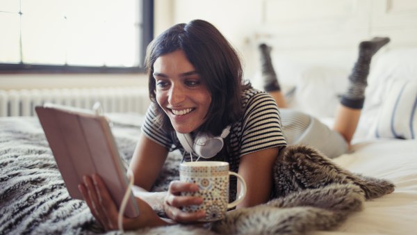 woman on tablet
