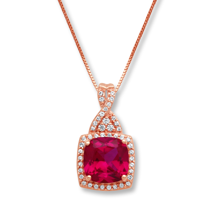 Kay Jeweler's Lab-Created Ruby & Sapphire Necklace 10K Rose Gold