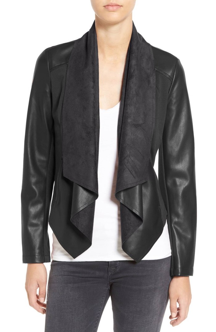 Kut From The Kloth 'Ana' Faux Leather Drape Front Jacket