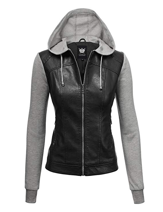 Lock and Love LL Women’s Hooded Faux Leather