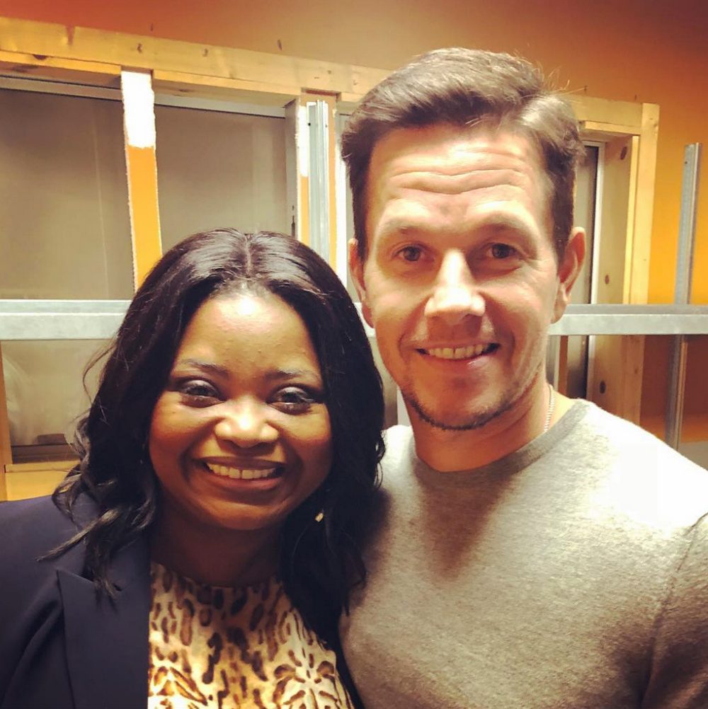 Octavia Spencer and Mark Wahlberg working out
