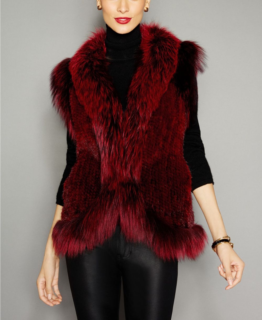 The Fur Vault Fox-Trim Knitted Mink Fur Vest