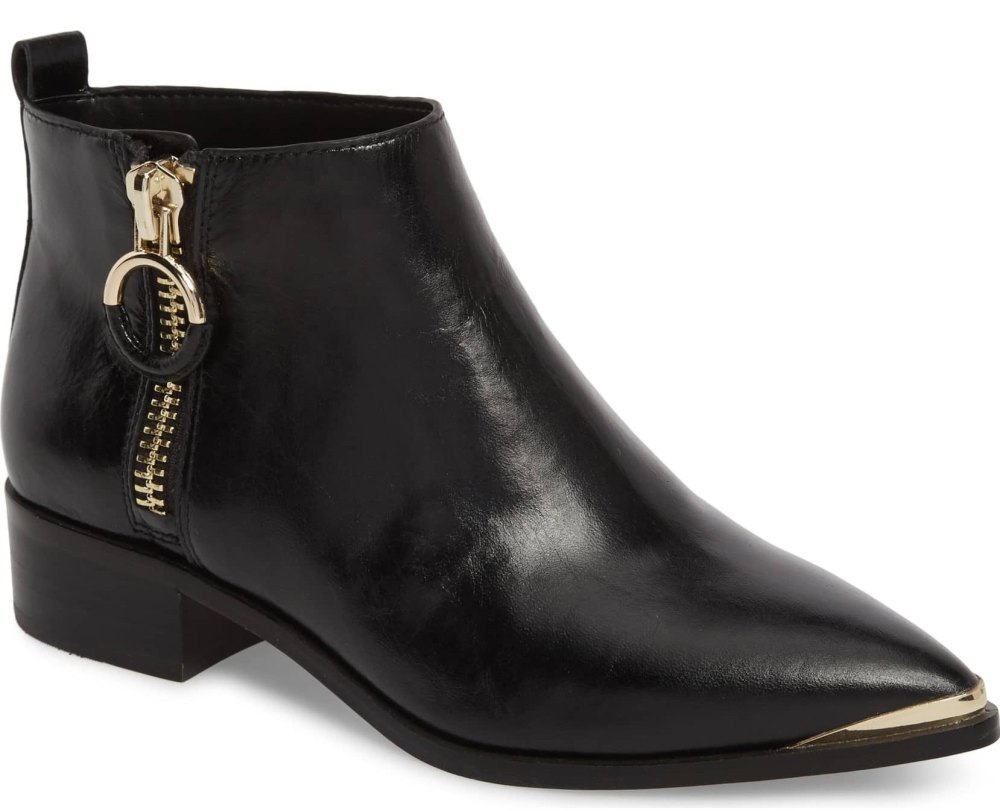 black ankle boot gold hardware