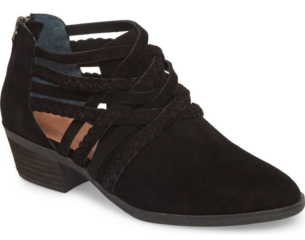 braided black ankle bootie caslon