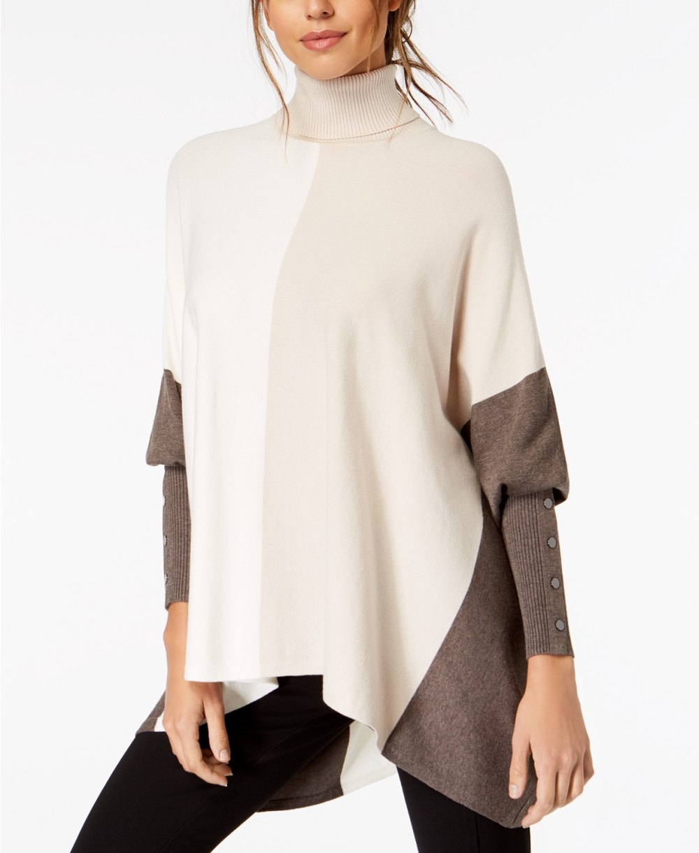colorblock poncho sweater
