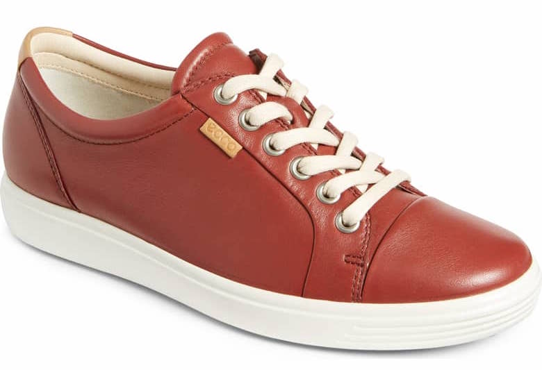 These Comfortable Red Leather Ecco Sneakers Are on Sale Right Now