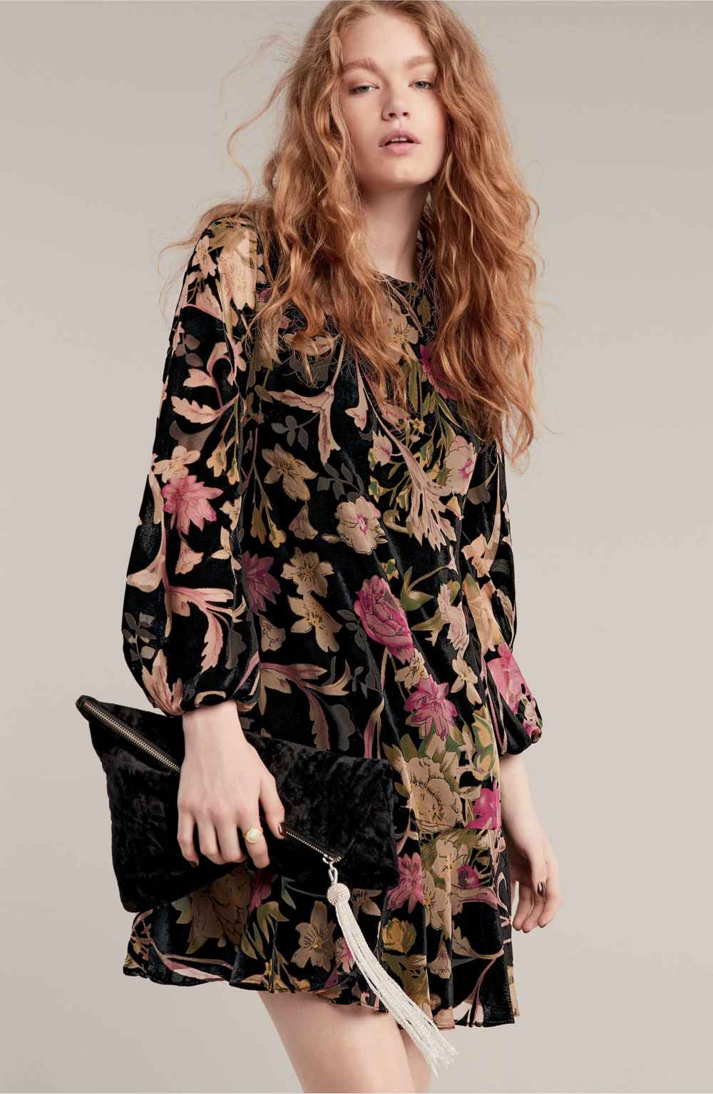 eliza j floral print shift dress velvet