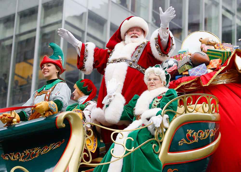 Santa Claus and Mrs. Claus attend the 90th Annual Macy's Thanksgiving Day Parade