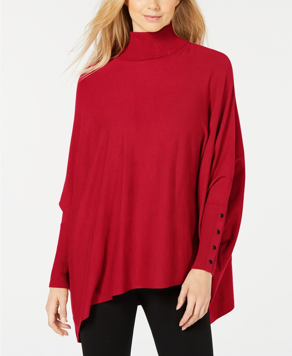 red poncho sweater