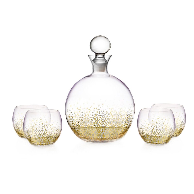 2 Fitz and Floyd Luster 5 Piece Decanter Set