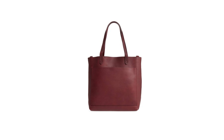 Leather tote bag large size,dark cabernet color