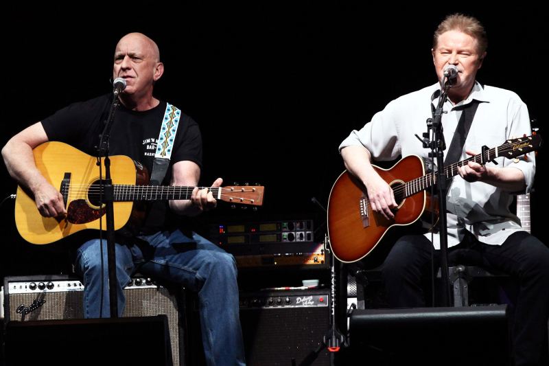 Musicians Bernie Leadon (L) and Don Henley