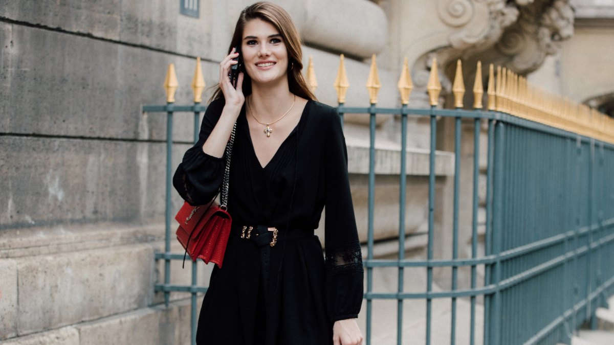 woman in little black dress