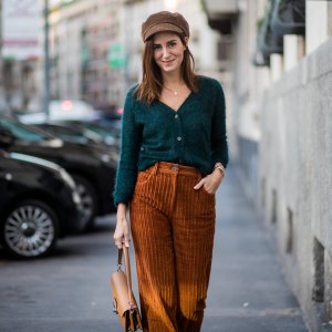 woman in corduroy pants