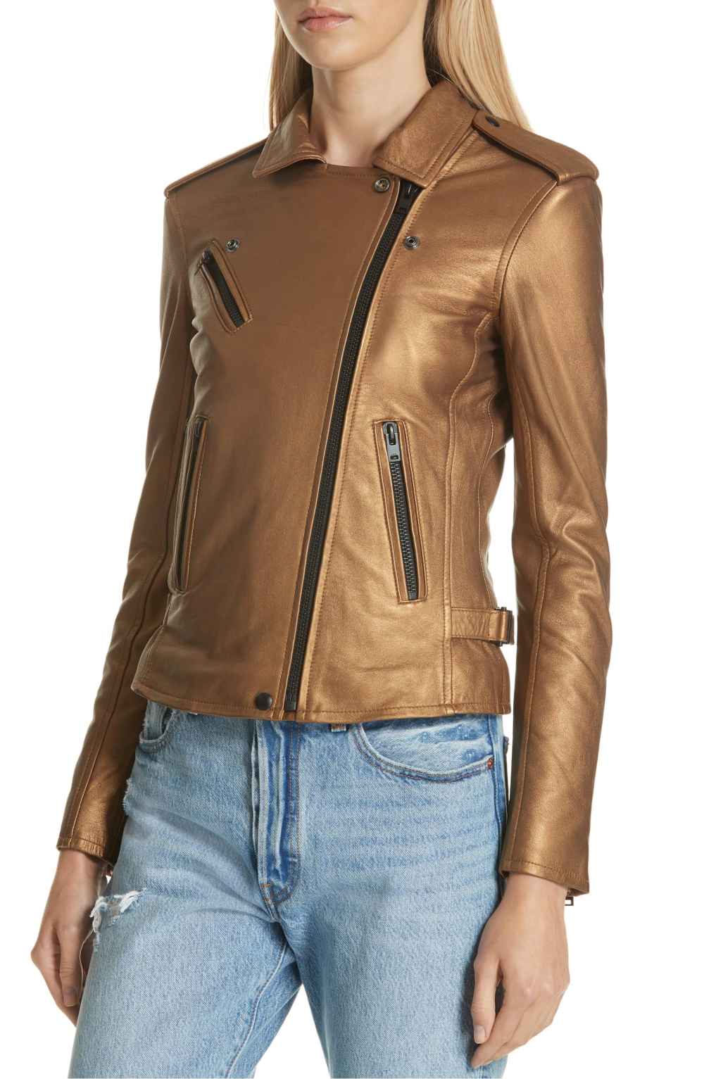 IRO New Han Metallic Leather Jacket