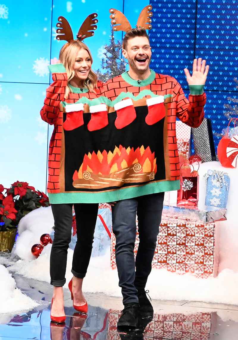 Kelly Ripa Ryan Twinning in Ugly Christmas Sweaters