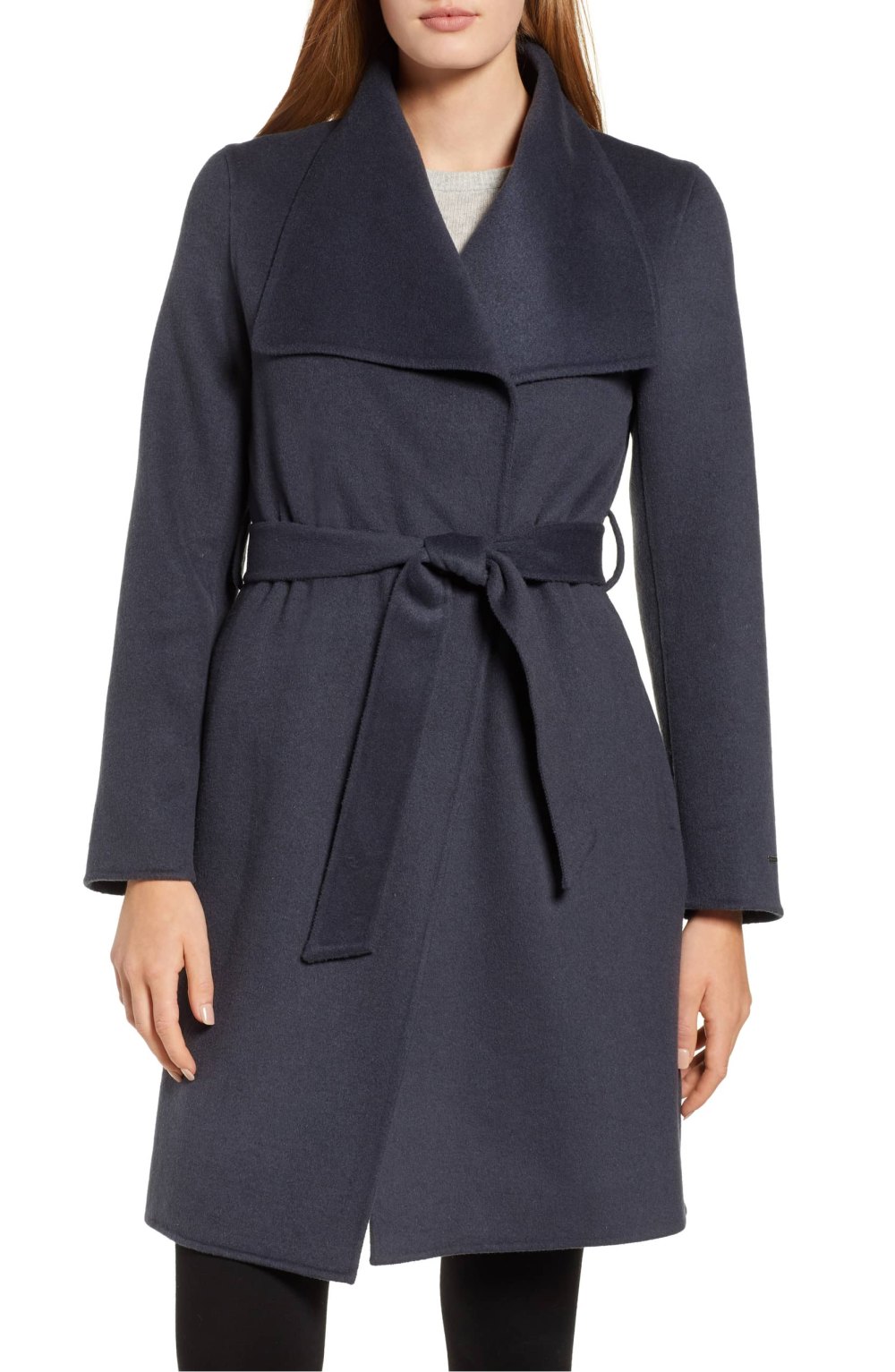 Tahari Ellie Double Face Wool Blend Wrap Coat