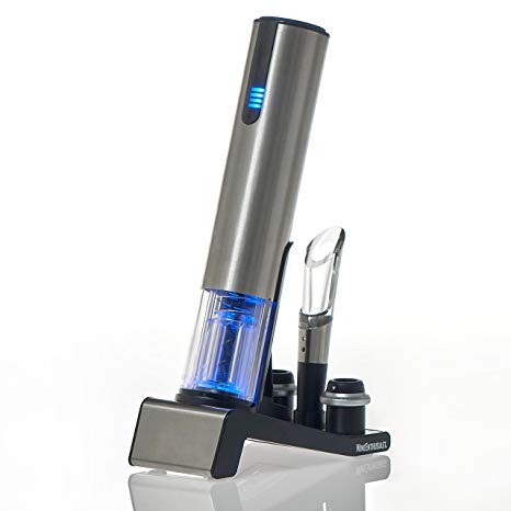 Wine Enthusiast 2-in-1 Electric Blue 1 Automatic Wine Opener and Preserver Set 