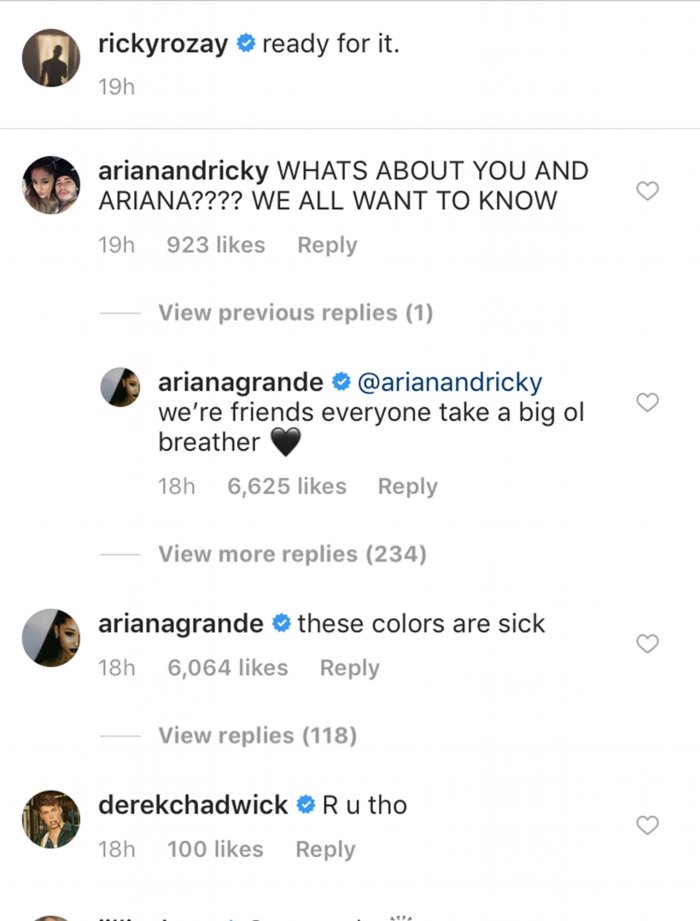 Ariana Grande's comments on Instagram