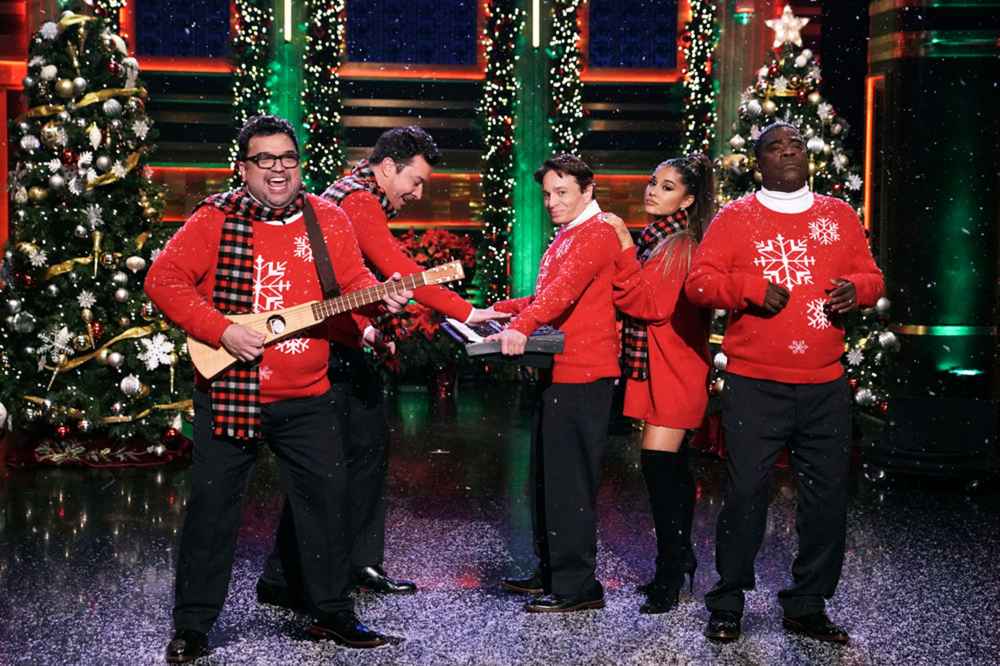 Ariana Grande Recreates "I Wish It Was Christmas Today' With Jimmy Fallon and His Former 'SNL' Cast Members