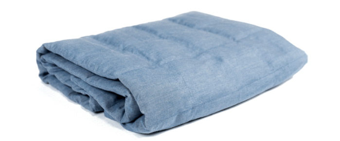 blue mini weighted chambray blanket