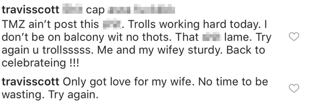 Travis Scott's Instagram Comments