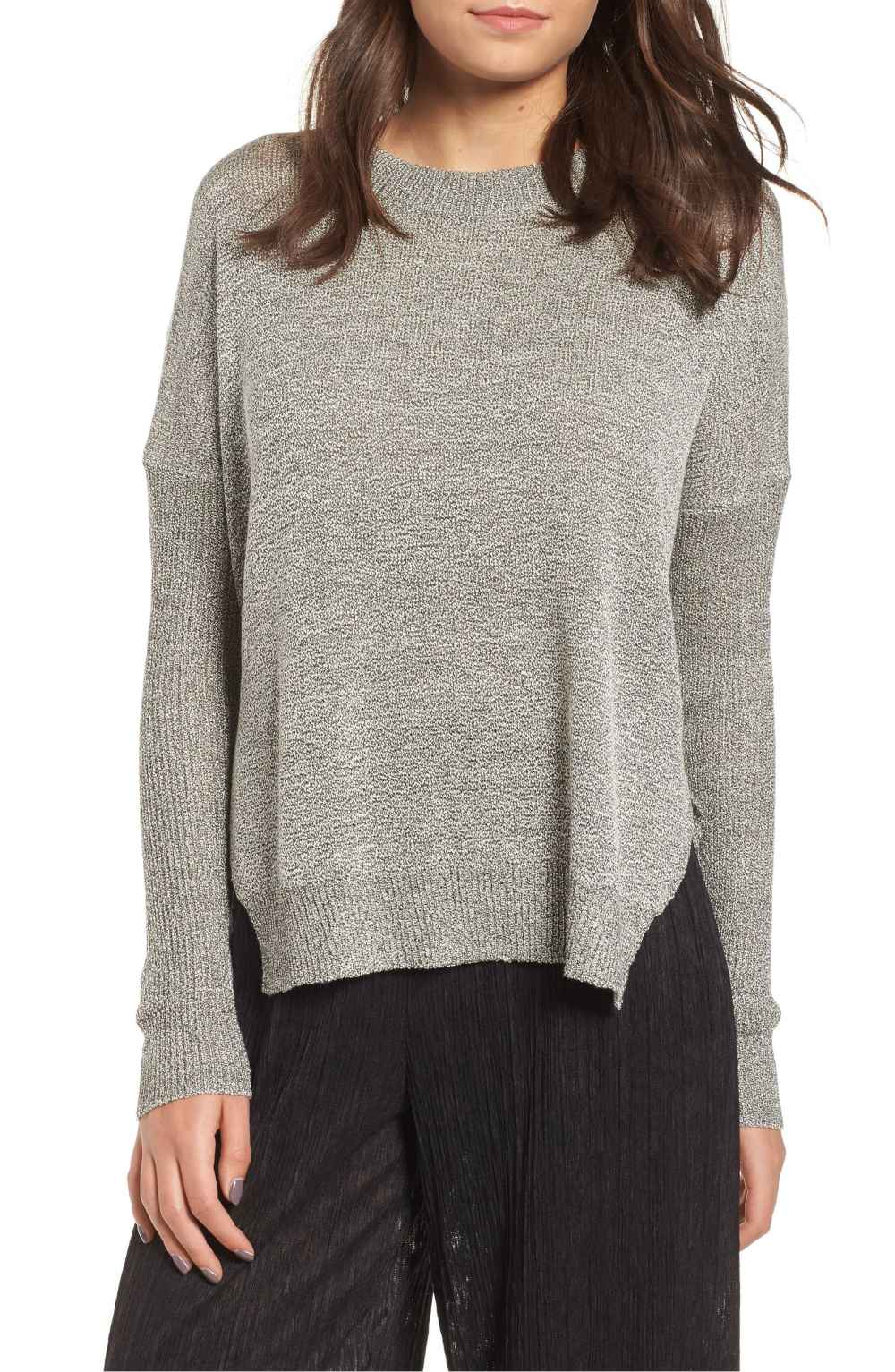 all in favor split hem sweater