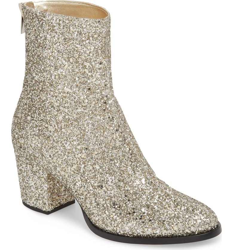 glitter jimmy choo block heel bootie