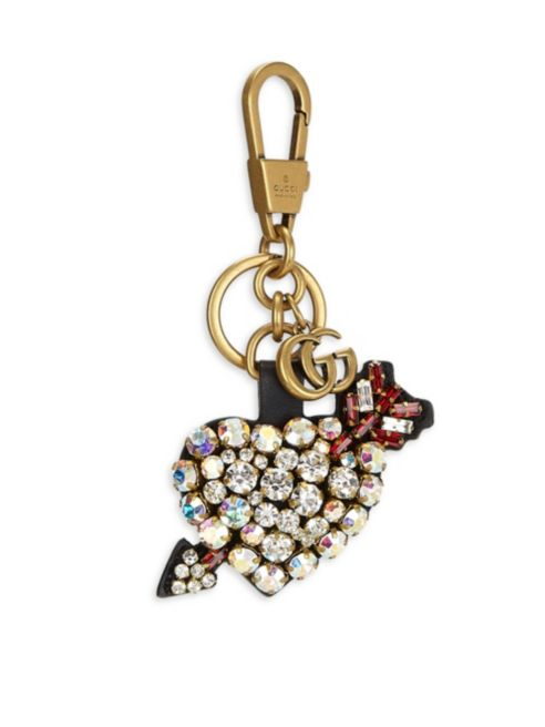 gucci pierced heart crystal keychain