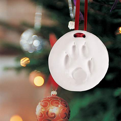 holiday ornament paw prints impression