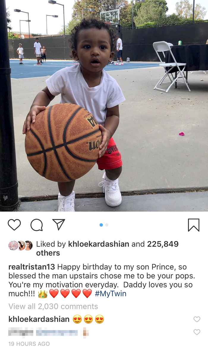 Khloe Kardashian Leaves Loving Comment on Tristan Thompson's Birthday Tribute to His Son Prince