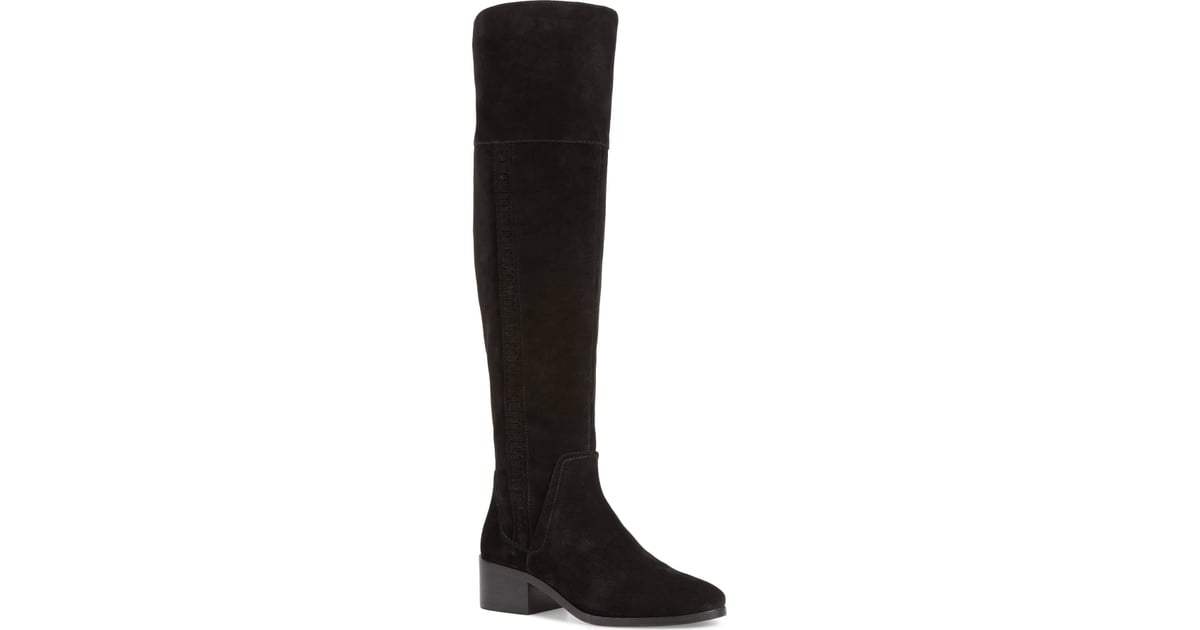 Vince Camuto Prini Women Round Toe Leather Black Knee High Boot 