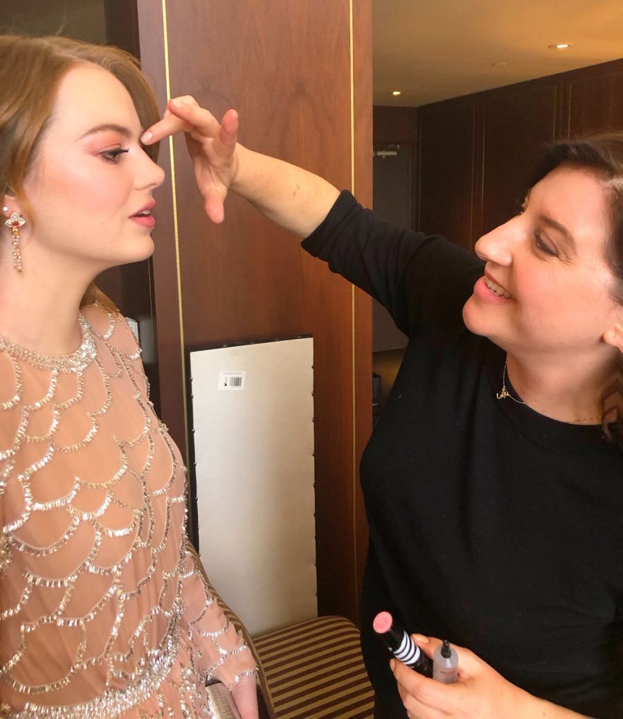 An Exclusive BTS Look at Emma Stone's Golden Globes Makeup Look