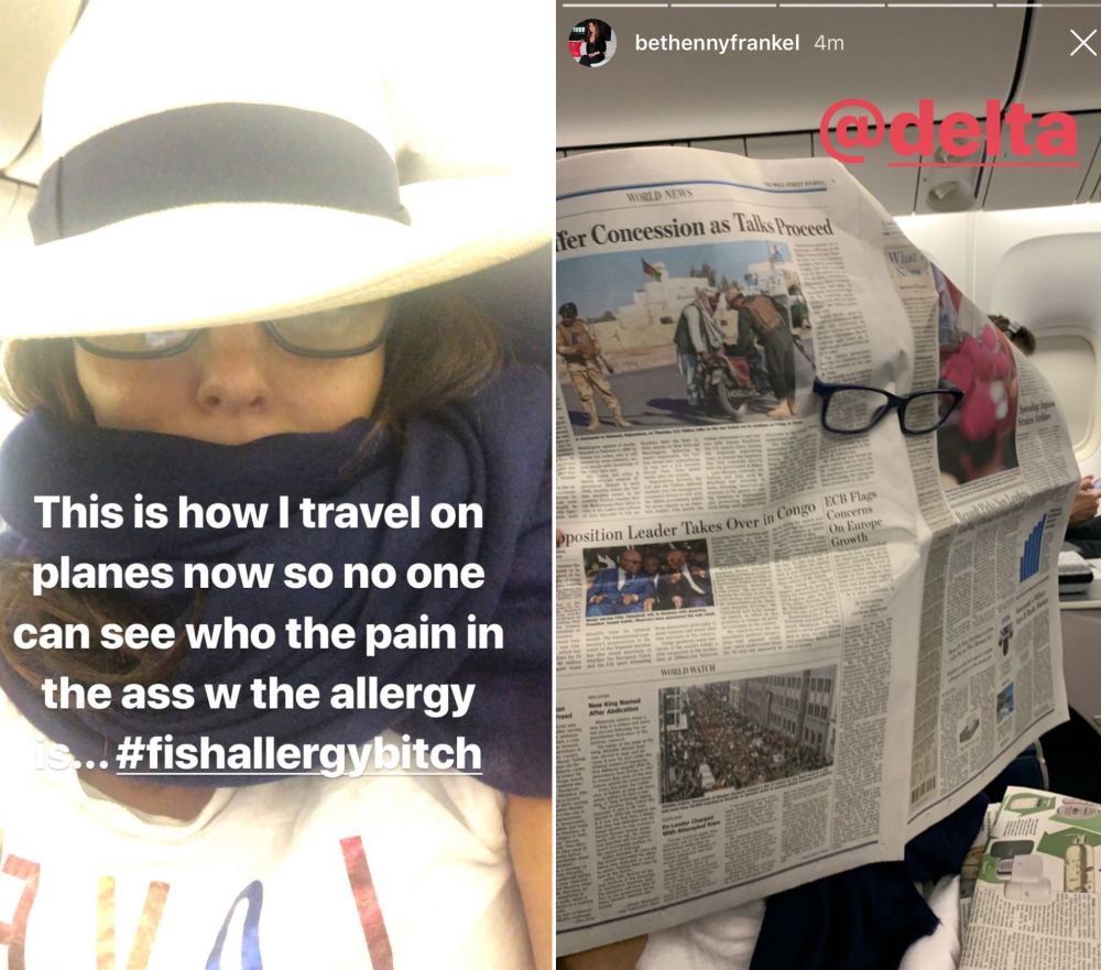 Bethenny-Frankel-Travel-Disguise-Fish-Allergy