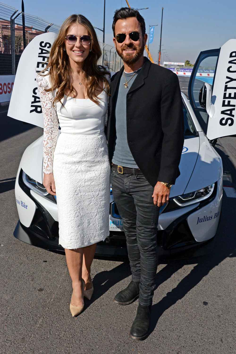 Elizabeth Hurley, Justin Theroux All Smiles at Marrakesh E-Prix