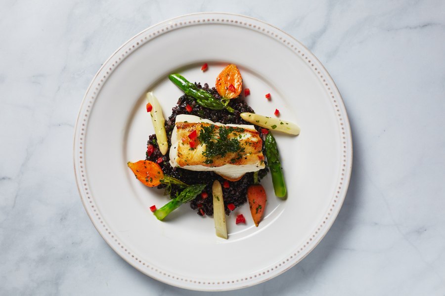 Entree---Chilean-Seabass-with-Forbidden-Black-Rice-and-Globe-Carrots