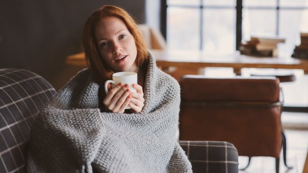 woman with blanket