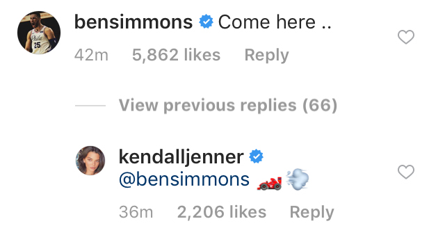Kendall-Jenner,-Ben-Simmons-Get-Flirty-on-Instagram