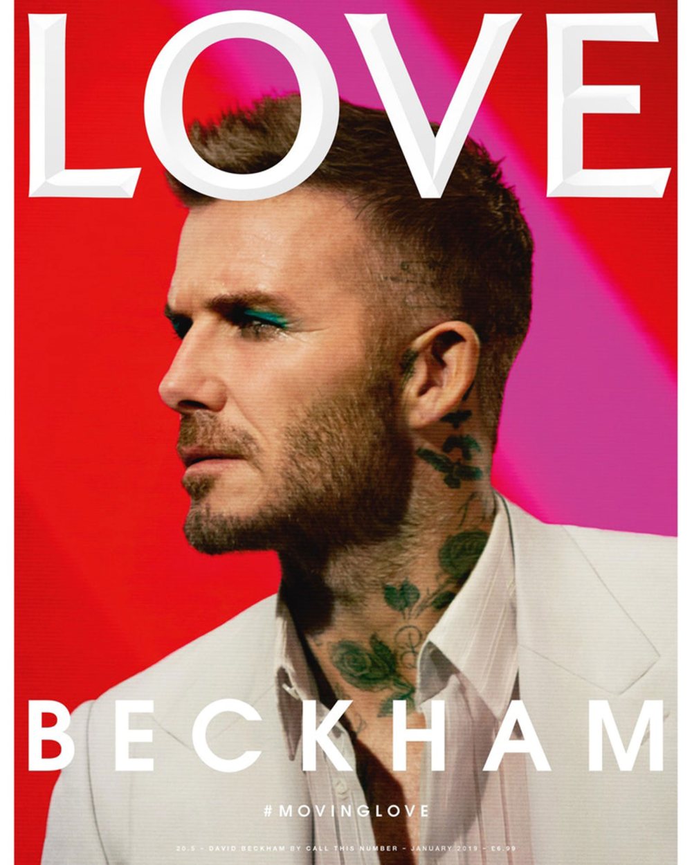 David Beckham Covers Love Magazine In Bright Teal Eyeliner